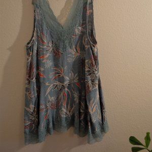 Free People Floral Lace Tank
